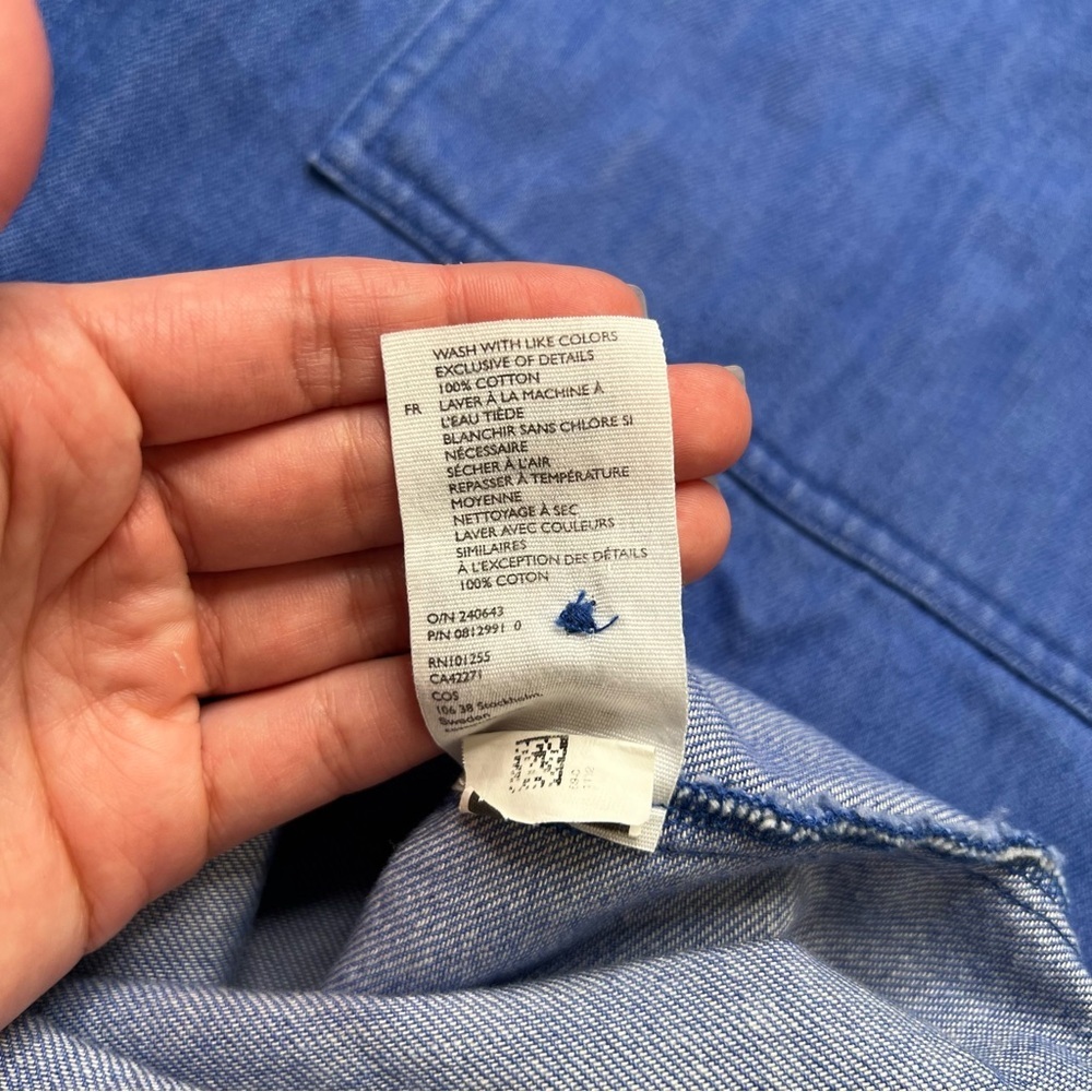 COS Oversized Boxy Denim Blue Cotton Mini Dress with Pockets Size XS - Picture 10 of 12